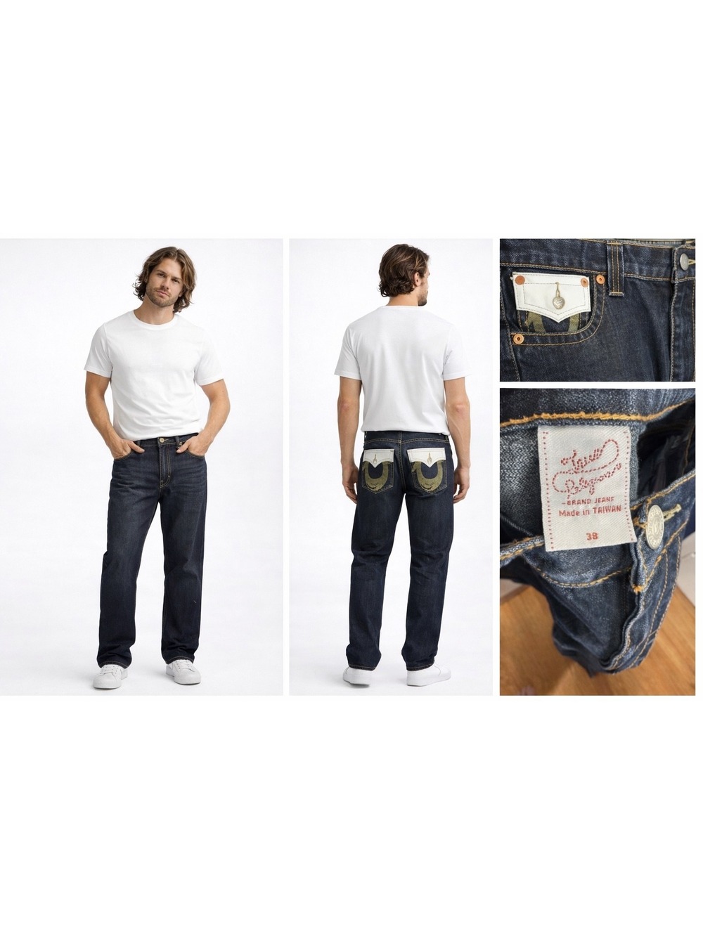 True Religion World Tour Mens Dark Wash Jeans Horseshoe 38